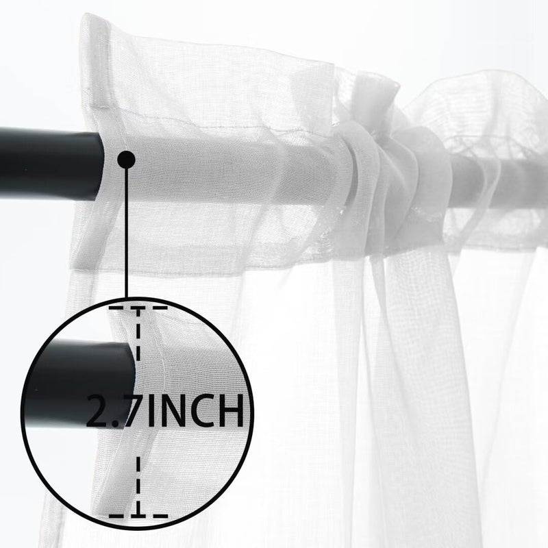 youleyar White Sheer Outdoor Curtains for Patio Waterproof 2 Panels Linen Look Rod Pocket Indoor Voile Curtain for Living Room  Bedroom  Porch  Pergola  Cabana  Gazebo(52x108 Inch  White) - Image 5
